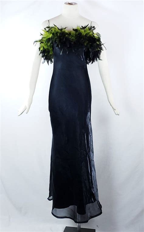 Check spelling or type a new query. Vintage Ostrich Feather Evening Gown Mermaid Slinky Maxi ...