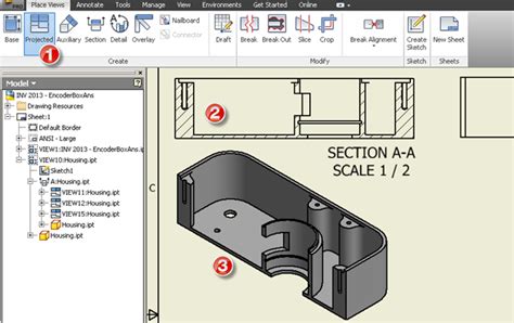 Autodesk Inventor 2013 Drawing Projected Section View Tip