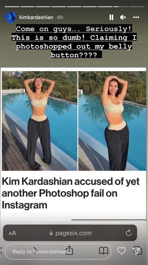 Kim Kardashian Denies Using Photoshop To Remove Her Belly Button From Instagram Selfies So