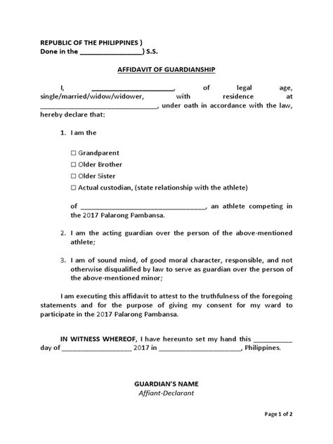 Sss Affidavit Of Guardianship Affidavit Of Guardianship Form Pdf Form Resume That I Am Executing This Affidavit To Attest To The Truth Of All The Foregoing Statements