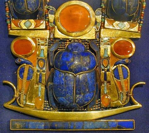 Detail From A Necklace Found In The Tomb Of Tutankhamun Scarab Ankh