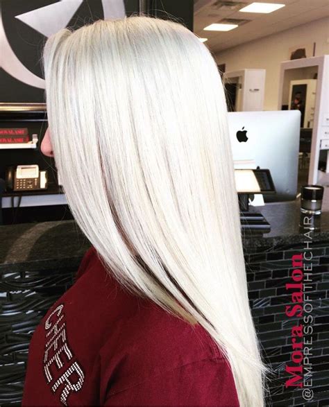 Platinum Blonde On Long Straight Hair Color Done By Devon Light Blonde Hair Platinum Blonde