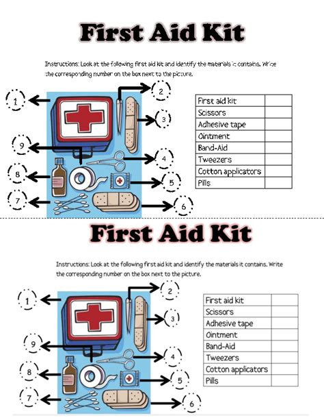 First Aid Activity Worksheets First Aid Kit Proyecto Set Class