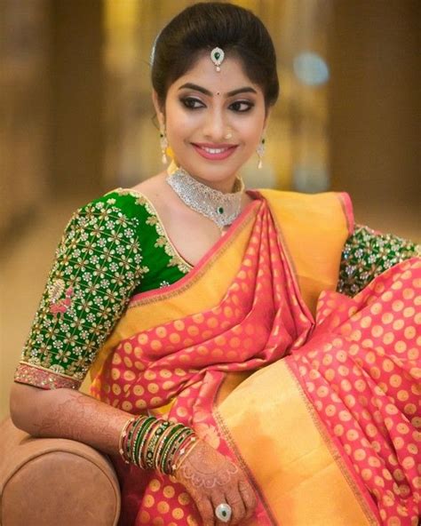Latest Indian Wedding Silk Sareejewellerywedding Hair Style South