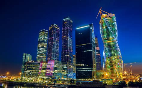 Wallpaper City Cityscape Night Moscow Building