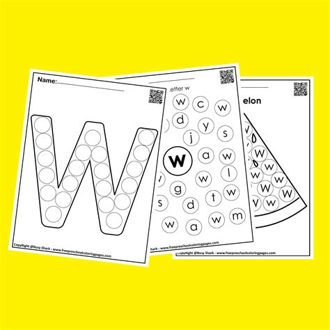 Letter W Dot Markers Free Coloring Pages Busy Shark