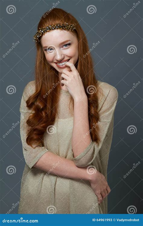 Portait Of A Smiling Cute Redhead Woman Stock Image Image Of Charm Caucasian 64961993