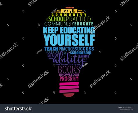Keep Educating Yourself Light Bulb Word Stock Vector Royalty Free