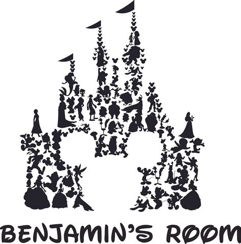 Disney Characters Castle Cartoon Design Customized Name Wall Decal