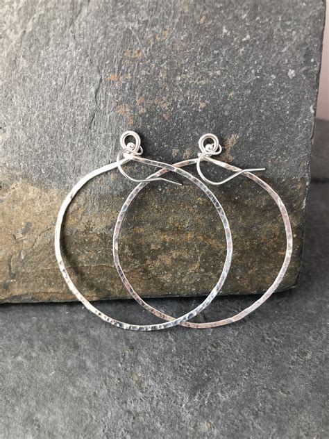 Sterling Silver Hammered Hoops Extra Large