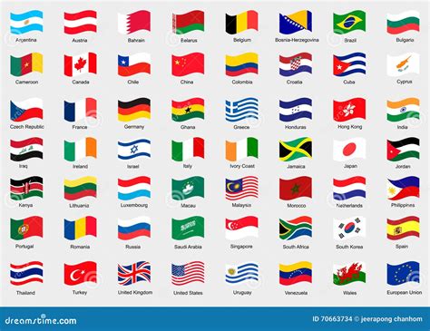 All World Flags Waving Icons Illustration High Res Vector Graphic Images