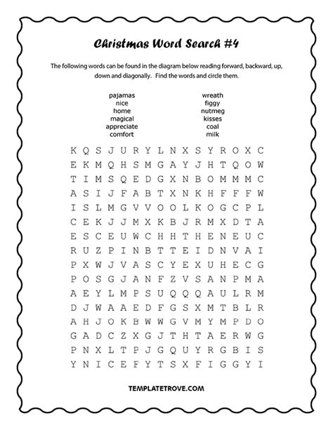 Printable Christmas Word Search Puzzles