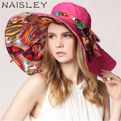 Naisley Summer Big Brim Sun Hat Cotton Hats For Women Flower Summer