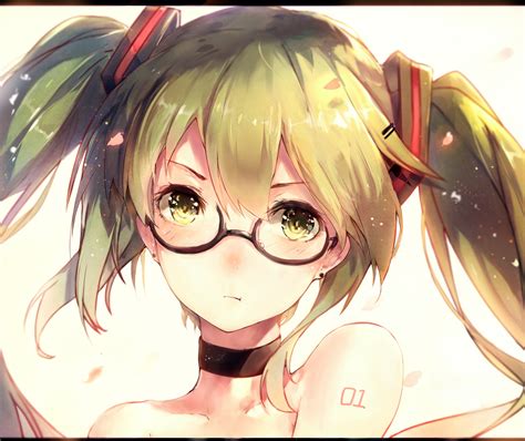 Aquaeyes Aquahair Blush Choker Close Glasses Hadean92 Hatsunemiku Longhair Tattoo Twintails