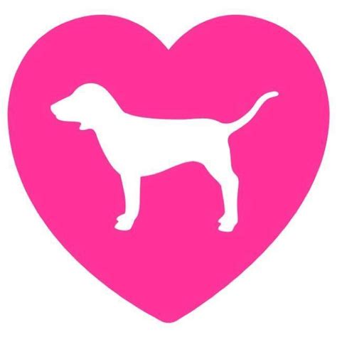 Set Of 2 Pink Heart Love Dog Victoria Secret Vinyl Decal Sticker 15x1