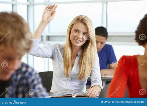 Student Asking Question In Class Stock Image Image Of Multi Academic