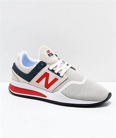 Find your feet in a pair of new balance football boots beautifully crafted to suit all types of surface level and playing ability. New Balance Lifestyle 247 Grey, White & Red Shoes | Zumiez