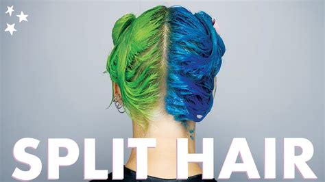 Split Hair Dye In Blue And Neon Green Youtube