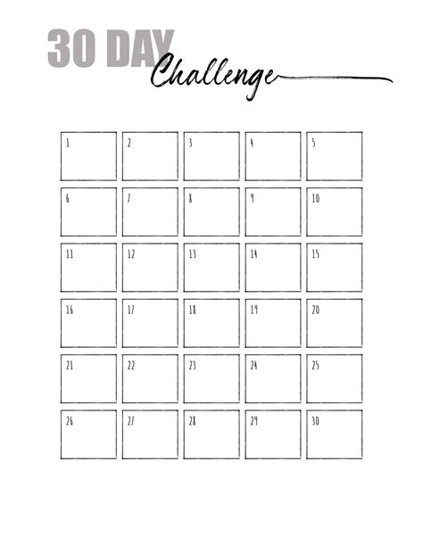 30 Day Blank Calendar Printable