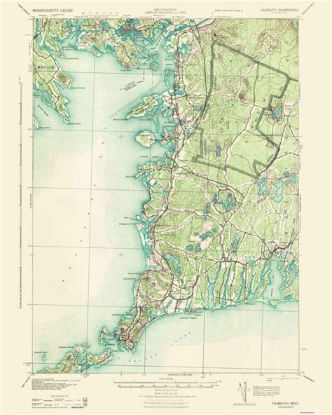 Falmouth Massachusetts 1915 1943 Usgs Old Topo Map Edit 15x15 Quad