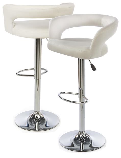 Stylish bar stools provide a sense of authenticity and comfort to your home bar or kitchen counter experience. White Leather Bar Stool | Height Adjustable w/ Backrest