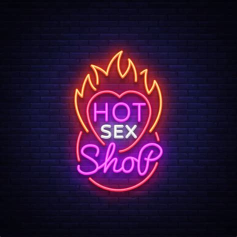 Logo De La Tienda De Sexo En Estilo Neón Patrón De Diseño Hot Sex Shop Signo De Neón Bandera