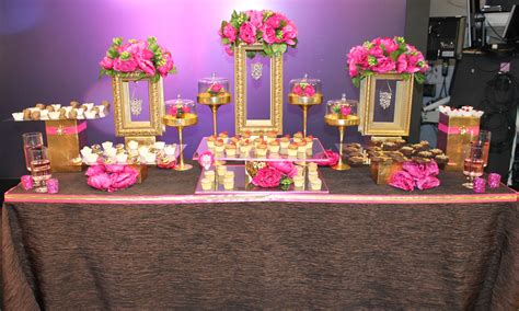 Hot Pink Gold Bronze Beauty Table Dessert Table