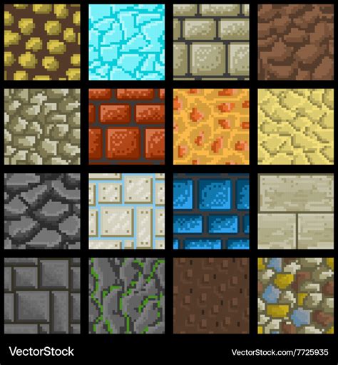 Collection Seamless Pixel Ground Textures Vector Image