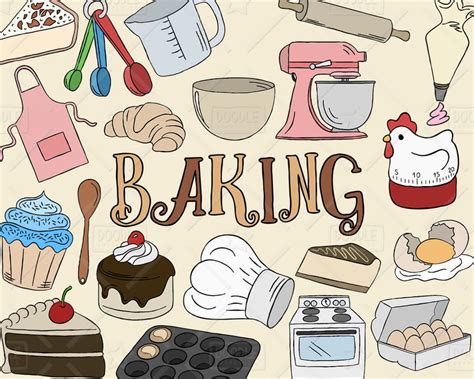 Baking Clipart Vector Pack Kitchen Clipart Pastry Clipart Etsy Canada