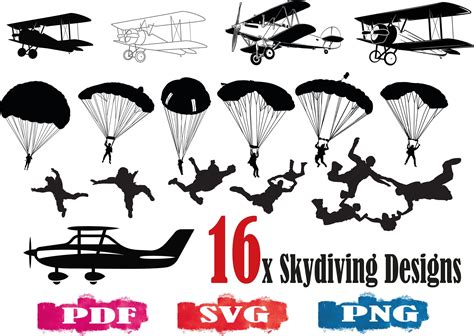 Embellishments Clip Art And Image Files Materials Sky Diver Silhouette