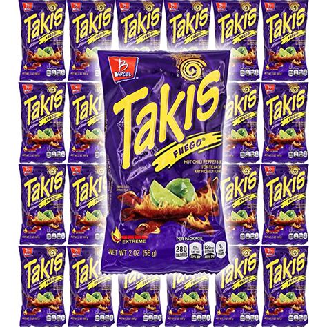 Amazon Com Takis Fuego Hot Chili Pepper Lime Tortilla Chips Pack