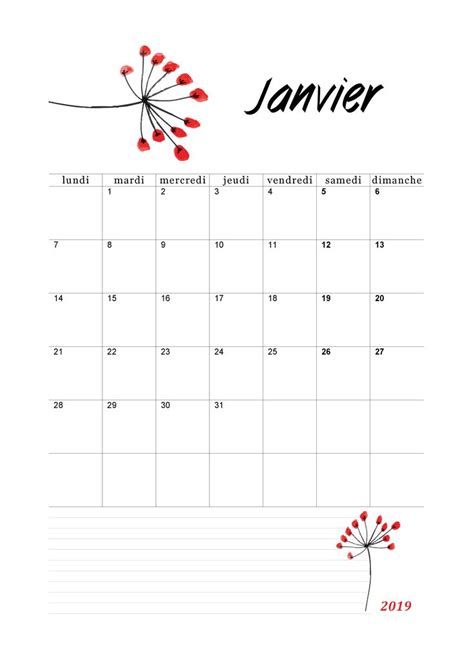 calendrier janvier   organization bullet journal