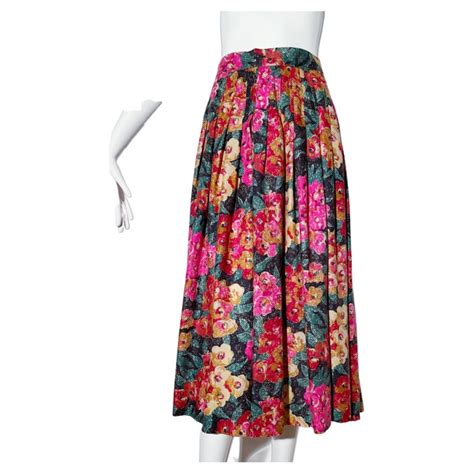 Emanuel Ungaro Floral Pleated Skirt For Sale At 1stdibs