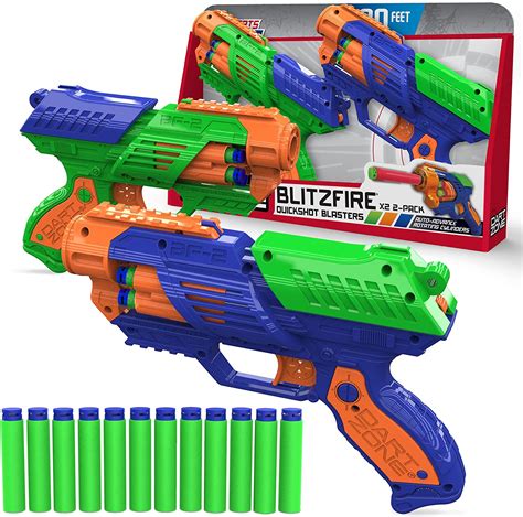 DartZone Blitzfire Dart Blaster 2 Toy Guns 12 Darts Zone Waffle Tip