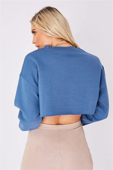 Light Blue Cropped Extreme Oversized Sweater In The Style