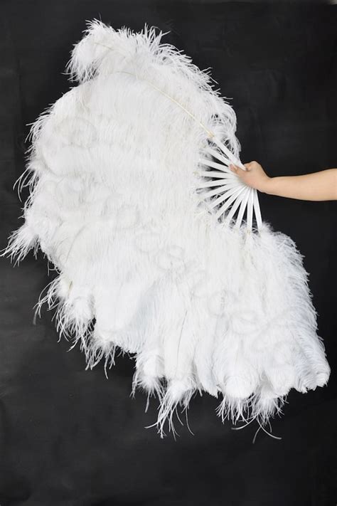 Items Similar To Burlesque Dance White 3 Layer Ostrich Feather Fan With