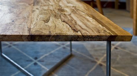 This solid top dining table pairs really nicely with the maple studio chairs, and the custom studio bench we have available. Spalted Maple Coffee Table | The Joinery