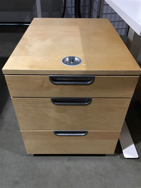 Galant 3 Drawer Rolling Filing Cabinet Natural Finish