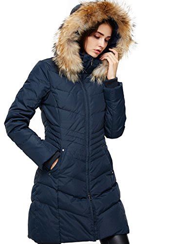 Escalier Womens Down Coat Winter Puffer Jacket With Raccoon Fur Hooded