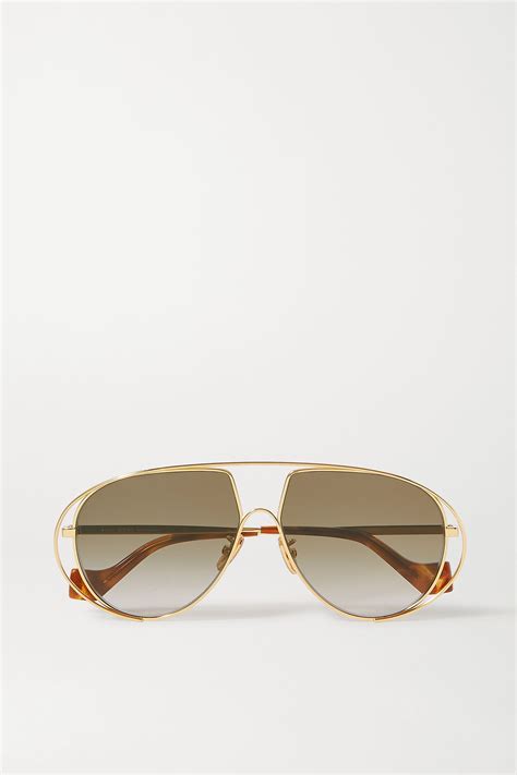 Gold Aviator Style Gold Tone And Tortoiseshell Acetate Sunglasses Loewe In 2020 Aviator