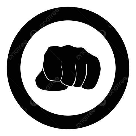 Fist Black Icon In Circle Punch Round Color Vector Punch Round Color
