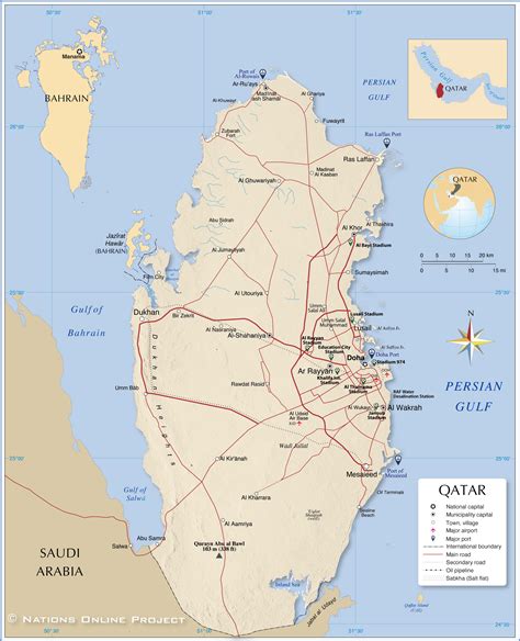 Detailed Political Map Of Qatar Qatar Detailed Political Map Vidiani