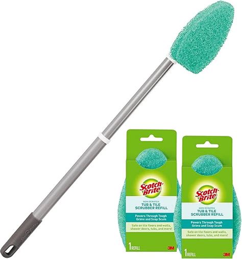 Scotch Brite Shower Tub And Tile Scrubber With Extendable Handle And 3