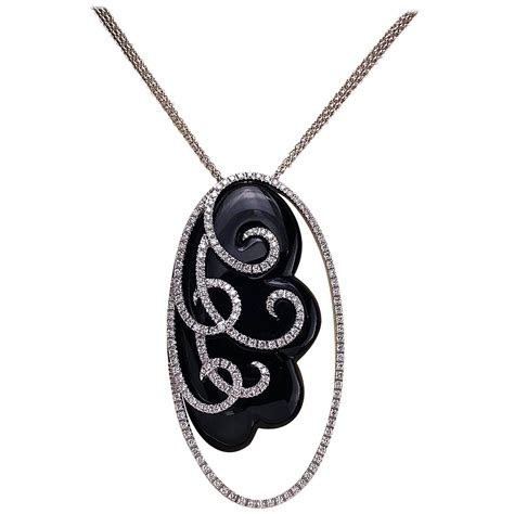 Picchiotti 18 Karat White Gold 10 87 Carat Diamond And Black Onyx Necklace For Sale At 1stdibs