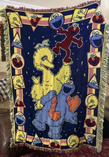 Vintage Northwest Sesame Street Tapestry Blanket Big Bird Elmo Cookie Monster Us 40 00 Picclick