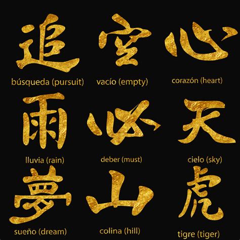 Japanese Kanji Symbols Gold Free Download