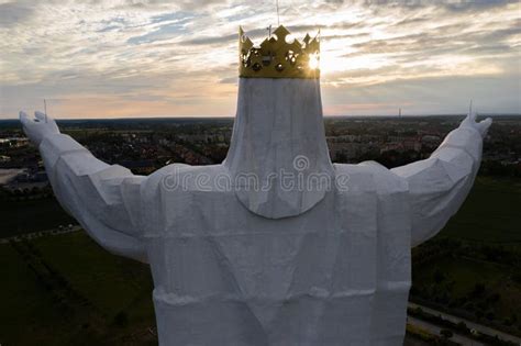 Aerial View Of The Statue Of King Jesus Christ In Swiebodzin Poland