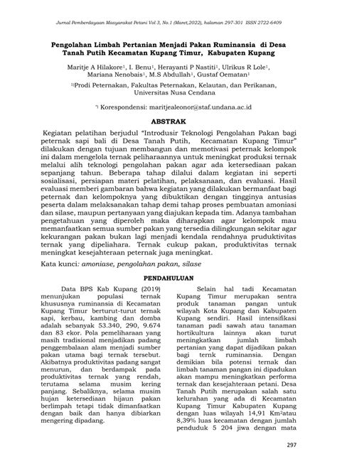 PDF Pengolahan Limbah Pertanian Menjadi Pakan Ruminansia Di Desa