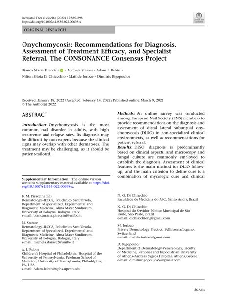 Pdf Onychomycosis Recommendations For Diagnosis Assessment Of Treatment Efficacy And
