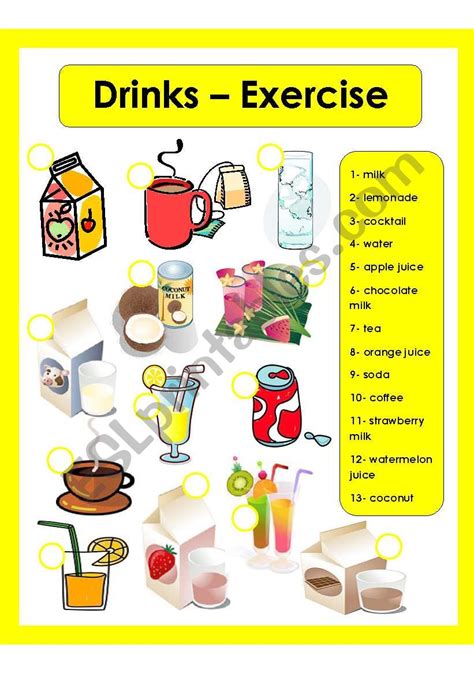 Drinks Exercise Esl Worksheet By Amna 107